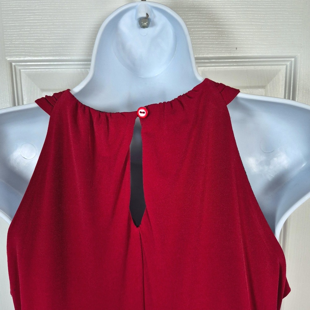 Red‎ sleeveless ruffle mini short dress womens 6 Enfocus Studios - Picture 6 of 7